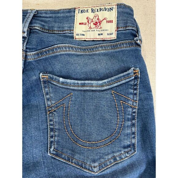 True Religion Women's 27 Jennie Curvy Mid Rise‎ Skinny Distressed Denim Jean - Picture 10 of 11